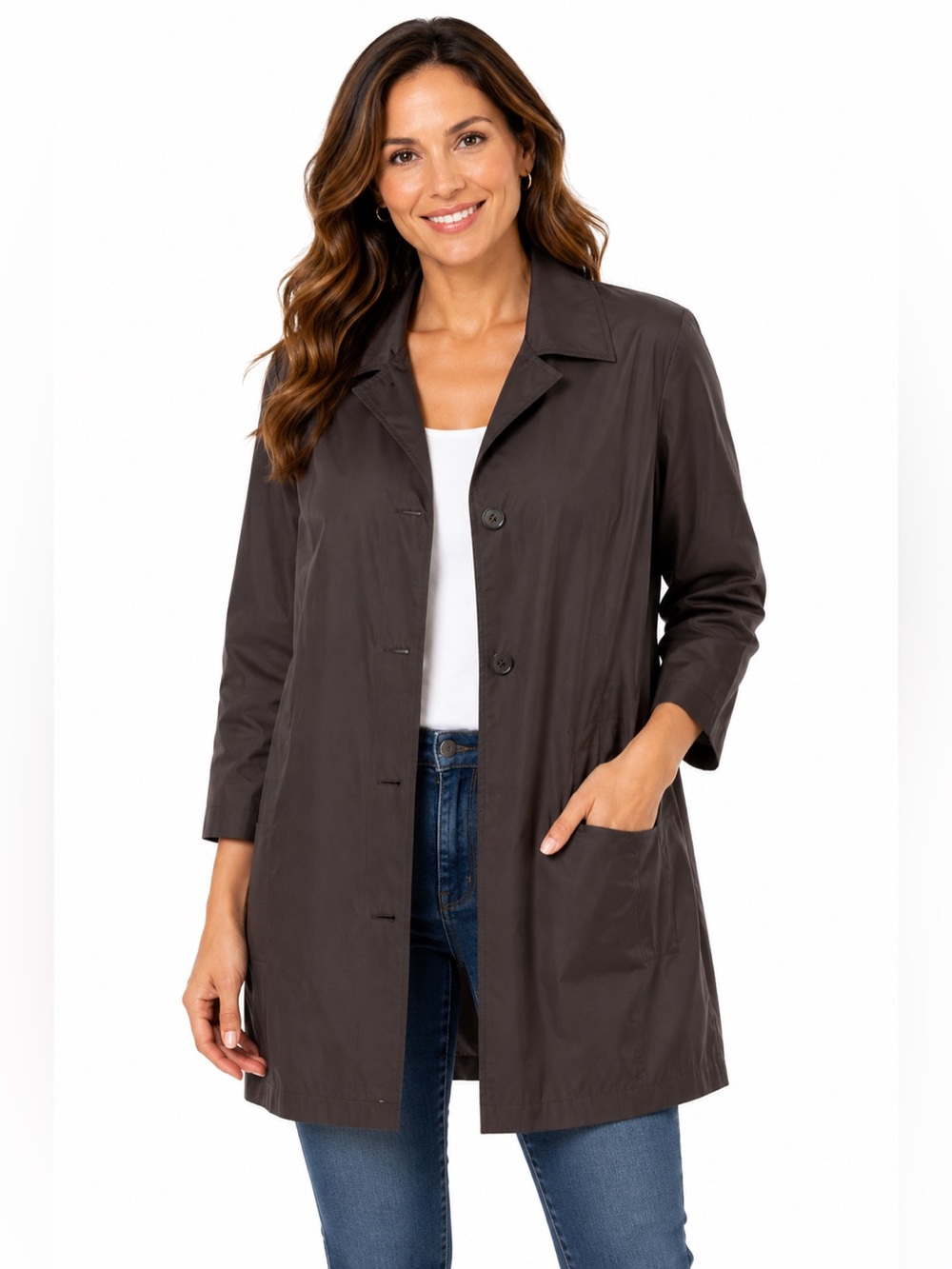 Jessica Black Women's Single-Breasted trench Coat